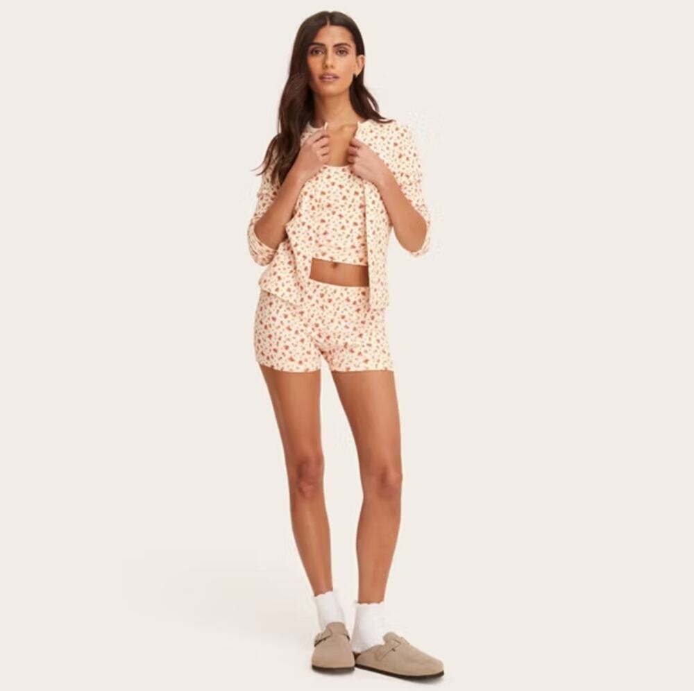 NWT Parke x Target Women Pointelle Cardigan Cream Floral Womens Size Large